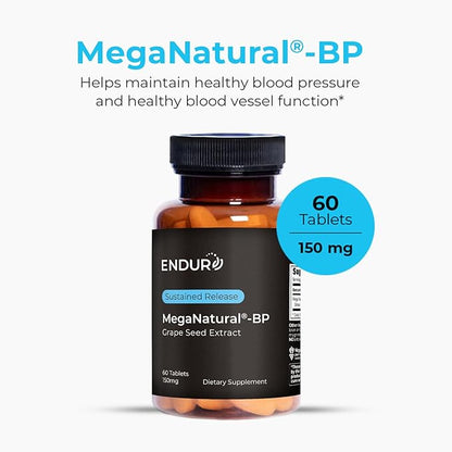 MegaNatural BP, Grape Seed Extract Supplements with Sustained-release California Grape Seed Extract Herbal Supplements for Optimized Absorption & Supports Energy, 150 mg, 60 Tablets