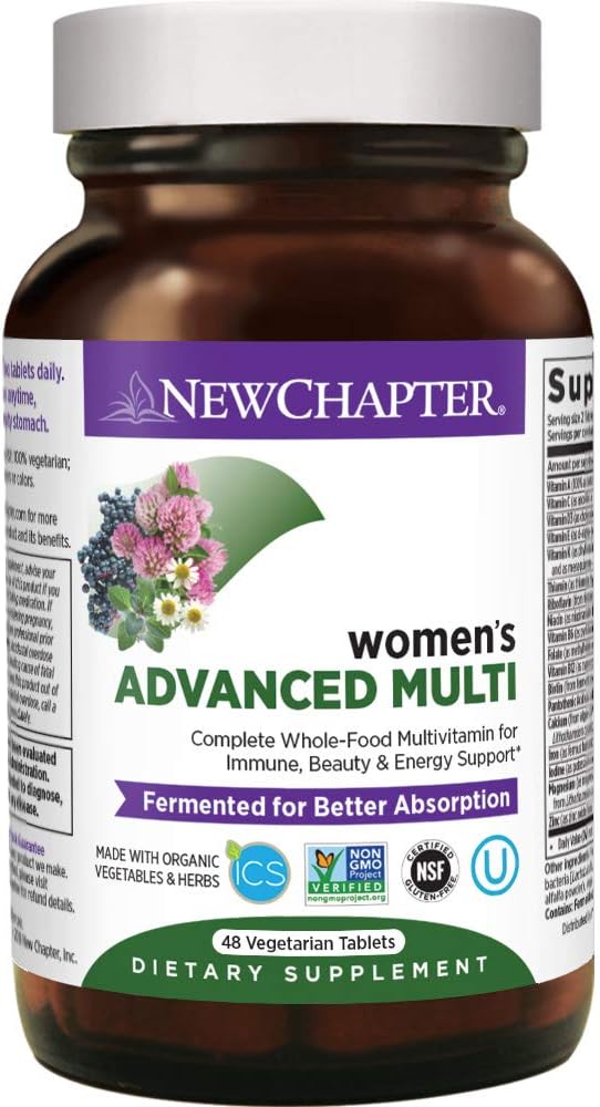 New Chapter Women's Multivitamin, Every Woman, Fermented with Probiotics + Iron + Vitamin D3 + B Vitamins + Organic Non-GMO Ingredients - 48 ct