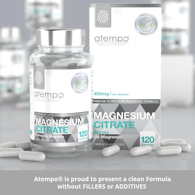 Magnesium Citrate, for Metabolism, Enzyme Function, Electrolyte Balance, Stress, Nerves & Muscles Health* Professional Grade High Absorption, NO FILLERS-ADDITIVES, 120 Vegan Capsules Delay Release