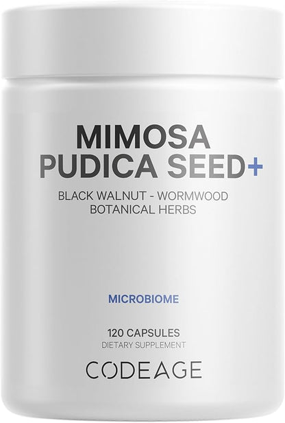 Codeage Organic Mimosa Pudica Seed Capsules - Mimosa Pudica Seeds Supplement - Black Walnut, Cloves, Vidanga, Neem, BioPerine - All in One - Sensitive Plant Pills - Non-GMO & Vegan - 120 Capsules