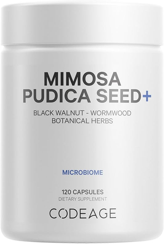 Codeage Organic Mimosa Pudica Seed Capsules - Mimosa Pudica Seeds Supplement - Black Walnut, Cloves, Vidanga, Neem, BioPerine - All in One - Sensitive Plant Pills - Non-GMO & Vegan - 120 Capsules