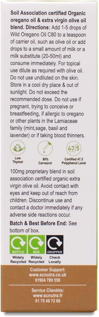 Organic Oregano Oil - Immune & Inflammatory Support - Wild Oregano Oil C80 10ml (70 Servings) 0.34 fl. oz. / 10ml
