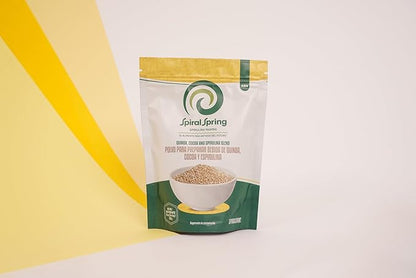 Spiral Spring Organic Spirulina + Quinoa and Cocoa 100% Natural, 200 Gr Bag with Quinoa, Cocoa and Maximum Spirulina Powder Mixture.