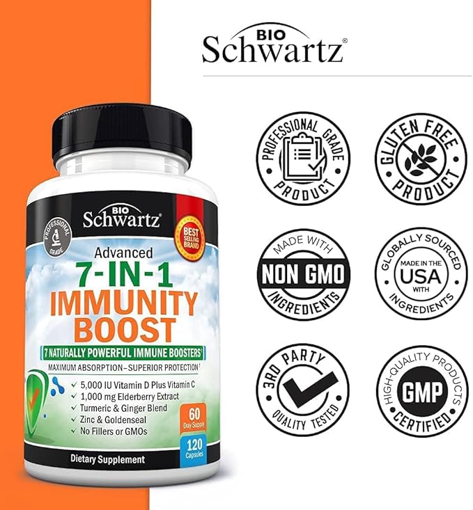 BioSchwartz Respiratory & Immune Lung Support Supplement with Quercetin (1 Month Supply) Plus 7 in 1 Immune Support Supplement with Antioxidants (2 Month Supply)