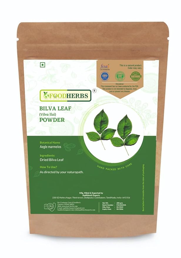 Foodherbs Bilva/Vilva Ilai/Aegle Marmelos Leaf Powder (200 Gms/0.44 Lbs)
