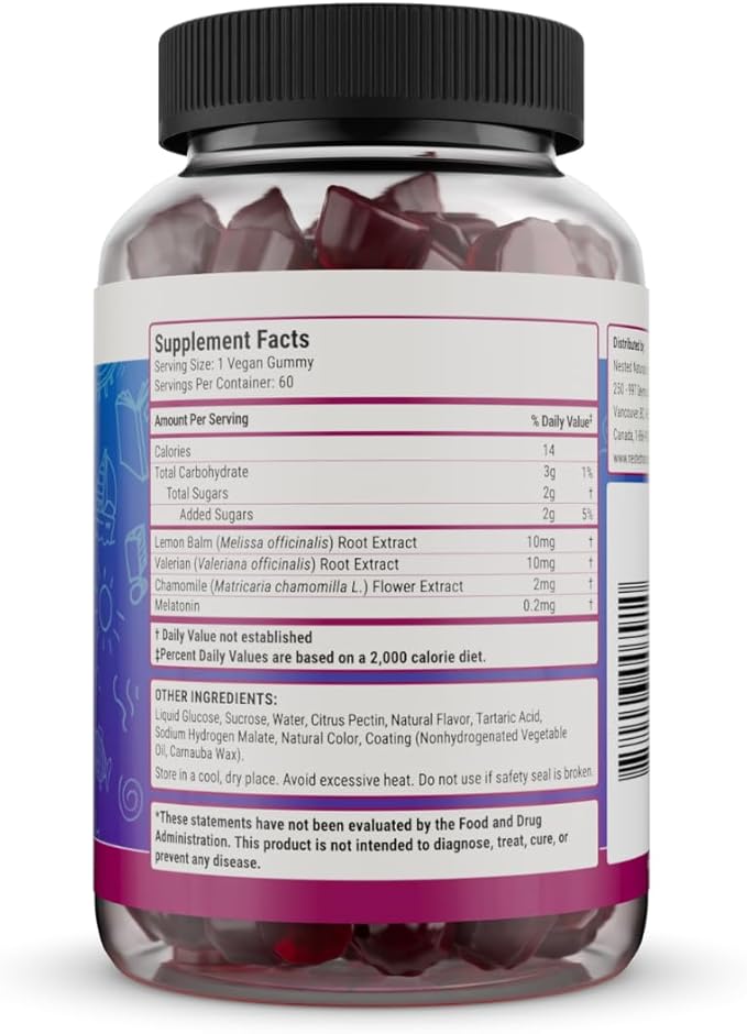 Nested Naturals Luna Kids Sleep Gummies - Non-Habit Forming Kids Melatonin Gummy with Valerian Root, Chamomile, and Lemon Balm - Children's Melatonin Sleep Aid - Mixed Berry, 60 Vegan Gummies