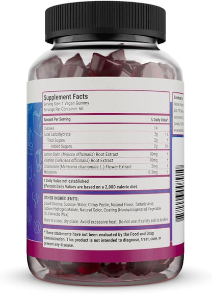 Nested Naturals Luna Kids Sleep Gummies - Non-Habit Forming Kids Melatonin Gummy with Valerian Root, Chamomile, and Lemon Balm - Children's Melatonin Sleep Aid - Mixed Berry, 60 Vegan Gummies
