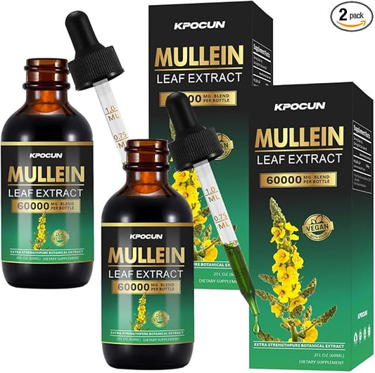 Mullein Drops for Lungs - Lung Cleanse - Leaf Extract - Powerful Mullein for Immune Support,Detox & Respiratory Support - Herbal Supplements - 4 fl oz