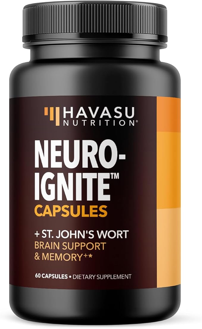NeuroIGNITE Brain Supplement for Cognition - 60 Count - Cognitive Support with St. John's Wort, Ginkgo Biloba, Bacopa, Phosphatidylserine and Nootropics - Non-GMO Capsules, 2-Month Supply