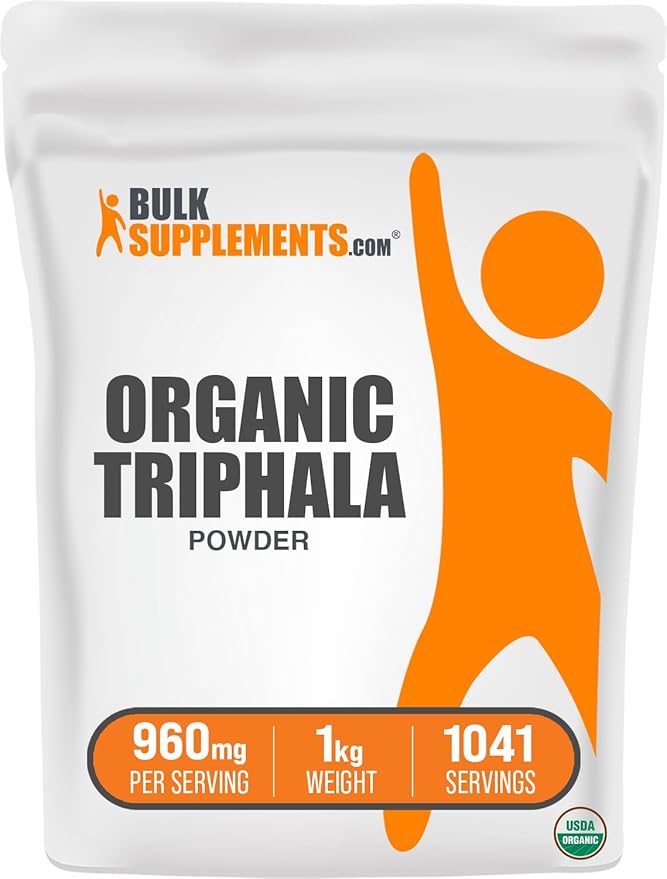 BulkSupplements.com Organic Triphala Powder - Triphala Supplements with Amla, Haritaki, and Bibhitaki - Gluten Free, 960mg per Serving, 1kg (2.2 lbs) (Pack of 1)