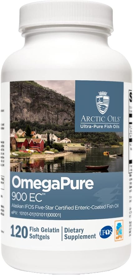 XYMOGEN OmegaPure 900 EC - Alaskan IFOS Five-Star Certified Omega 3 Fish Oil - EPA DHA Fish Oil Supplement- Support Cardiovascular and Brain Health (120 Enteric-Coated Softgels)