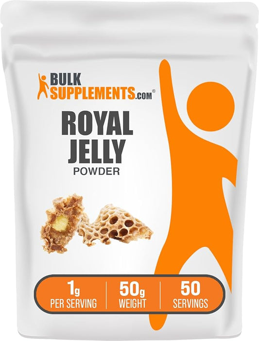 BulkSupplements.com Royal Jelly Powder - Royal Jelly Supplement, Royal Jelly 1000mg - for Immune Support, Gluten Free, 1000mg per Serving, 50g (1.8 oz) (Pack of 1)