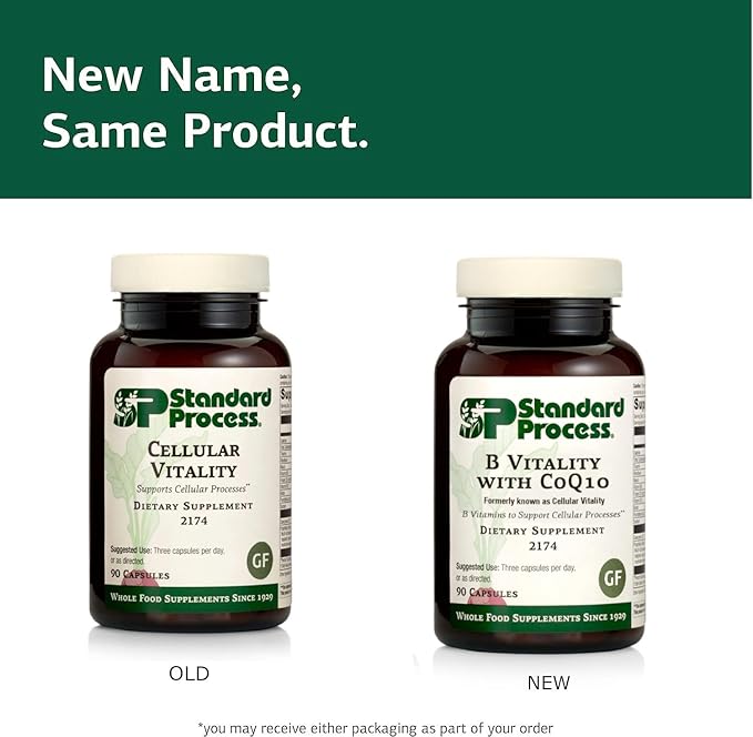 Standard Process Inc. B Vitality with CoQ10 - Supports Cellular Processes with Thiamine,Biotin,CoQ10, Vitamin B12,Riboflavin, Niacin,Vitamin B6,Folic Acid,Pantothenic Acid,Ginseng - 90 Capsules