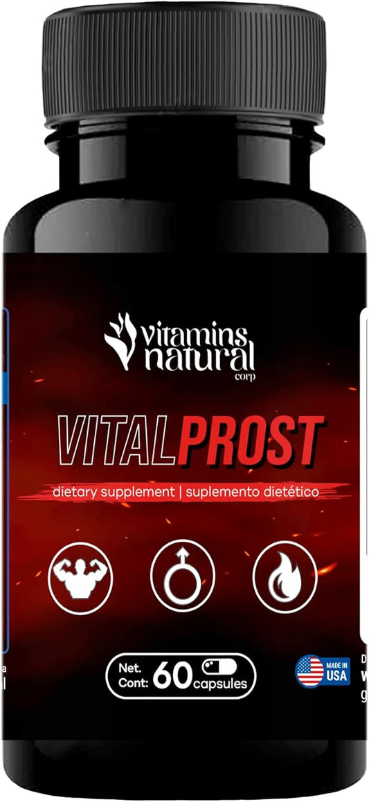 Vital Prost - Saw Palmetto and Yohimbine for Prostate Health, Urinary Support, Energy Boost, Balance Hormone Levels - Natural Dietary Supplement for Men (60 Capsules)