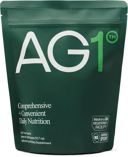 AG1 Greens Powder Supplement | Improve Gut Health | Multivitamin, Probiotic, Gluten Free, Vegan and Keto Friendly | 75 Vitamins (Athletic Greens) - Refill Pouch Only