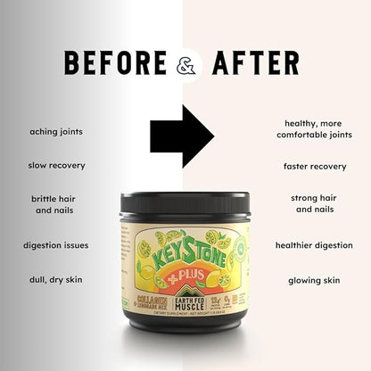 Earth Fed Muscle Keystone Plus Lemonade Collagen - Hair, Skin, Joints, 33 Servings