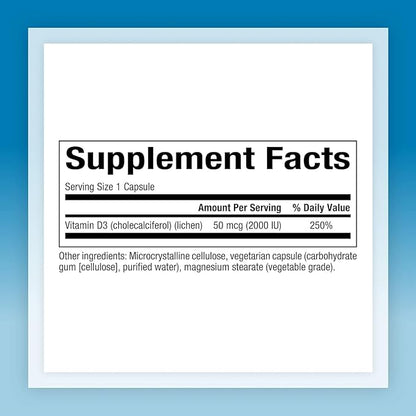 Natural Factors Vegan Vitamin D3 2000 IU, Supports Bone and Immune Health, 90 Capsules