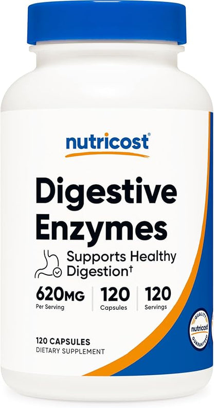 Nutricost Digestive Enzymes 620mg, 120 Veggie Capsules (3 Bottles) - Complete Digestive Enzyme Supplement