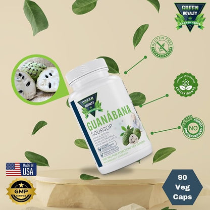 Graviola Guanabana (Soursop) Capsules – 1100mg Per Serving, 90 Vegan Capsules – Organically Grown Guanábana – No Preservatives, Gluten-Free, Made in USA | Immune Support and antioxidant Defense