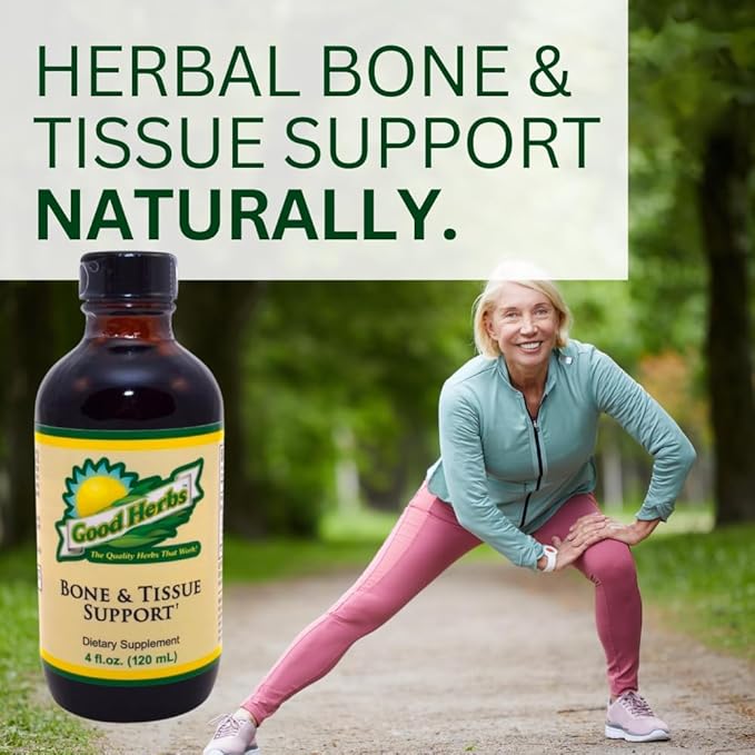Youngevity Bone and Tissue Support - Organic & Wild Crafted Herbs - White Oak Bark, Skullcap, Oatstraw, Hydrangea, Marshmallow, Mullein, Wormwood, Lobelia - Good Herbs - (4 Fl Oz)