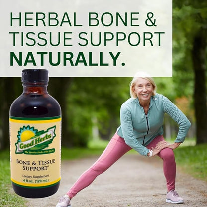 Youngevity Bone and Tissue Support - Organic & Wild Crafted Herbs - White Oak Bark, Skullcap, Oatstraw, Hydrangea, Marshmallow, Mullein, Wormwood, Lobelia - Good Herbs - (4 Fl Oz)