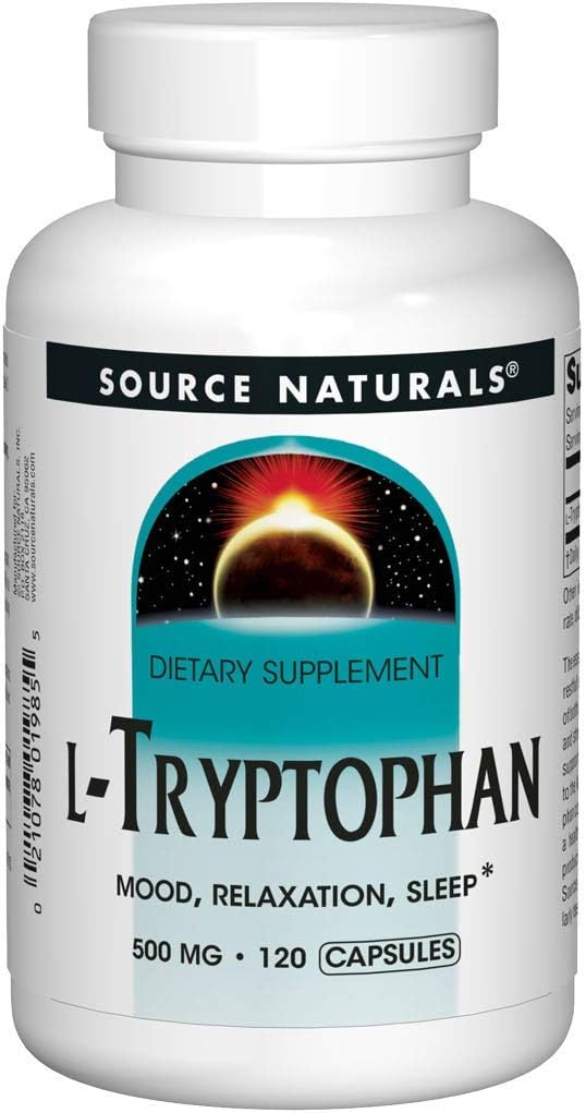 Source Naturals L-Tryptophan, for Mood, Relaxation, and Sleep*, 500mg - 120 Capsules