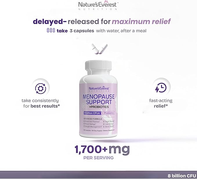 Complete Menopause Supplement for Women – Supports Hormone Balance, Hot Flashes, Night Sweats & Mood – with DIM, Black Cohosh, Dong Quai, Chasteberry, Pre & Probiotics – 90 Capsules – Made in USA