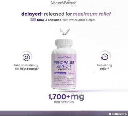 Complete Menopause Supplement for Women – Supports Hormone Balance, Hot Flashes, Night Sweats & Mood – with DIM, Black Cohosh, Dong Quai, Chasteberry, Pre & Probiotics – 90 Capsules – Made in USA