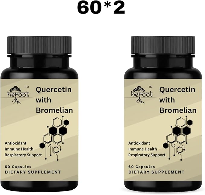 500mg Quercetin with Bromelain Capsules: Respiratory Support Non-GMO | Gluten Free | Supports Overall Health & Well Being (60 Capsules)
