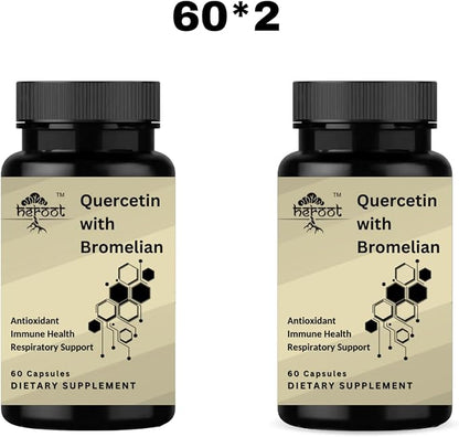 500mg Quercetin with Bromelain Capsules: Respiratory Support Non-GMO | Gluten Free | Supports Overall Health & Well Being (60 Capsules)