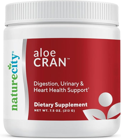 NatureCity AloeCran Sugar Free Drink Mix Supplement | Pure Aloe Vera, Cranberry Powder & Dietary Fiber| Unsweetened Cranberry Concentrate | Supports Digestive, Urinary & Metabolic Health | 30 Servings