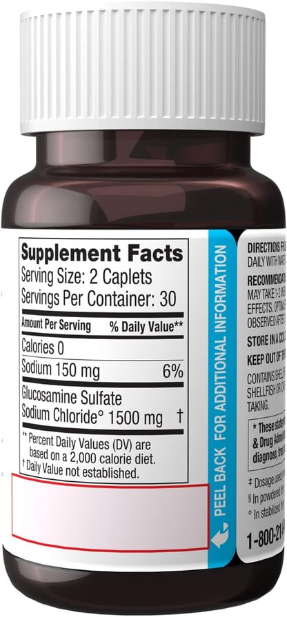 Dona Crystalline Glucosamine Sulfate, 1500 Mg, Joint Supplement Pills for Knee Comfort & Joint Health Support, 1500 Mg, 60 Count