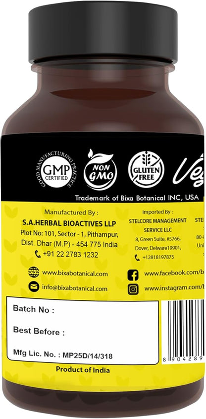 bixa BOTANICAL Ayurvedic Natural Herbal Supplement Turmeric Forte Capsules (100% Pure Authentic Premium Quality) 450mg 60 Veg Capsules