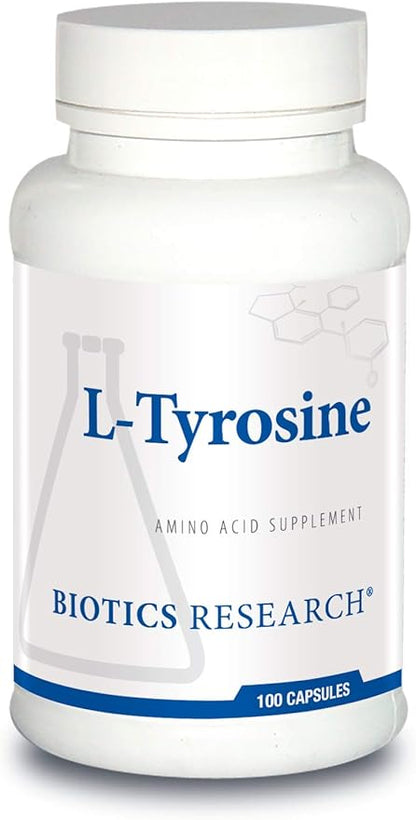 Biotics Research L Tyrosine 500 Milligram, Mood and Memory Support, Supports Overall Relaxation Response, Supports Thyroid Function. 100 Capsules