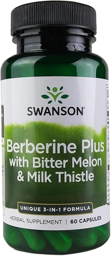Swanson Berberine Plus with Bitter Melon & Milk Thistle - 3-in-1 Formula 60 Caps