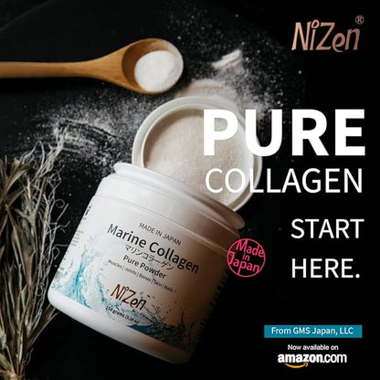 Nizen Marine Collagen Pure Powder, Hydrolyzed Peptides Easy-to-Digest Amino Acids Supplement. Unflavored. Non-Clumping. Made in Japan. 5.29oz