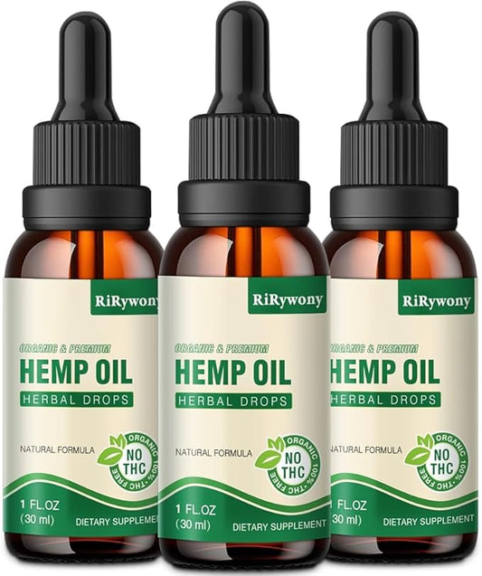 (3-Pack) High Potency Hemp Oil - 25,000 Maximum Strength - Natural Hemp Oil - C02 Extraction,Organic, Vegan, Non-GMO
