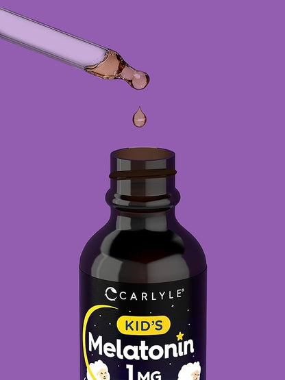 Carlyle Kids Melatonin Liquid | 1 fl oz | Two Pack | Fruit Flavor | Drug Free Childrens Supplement