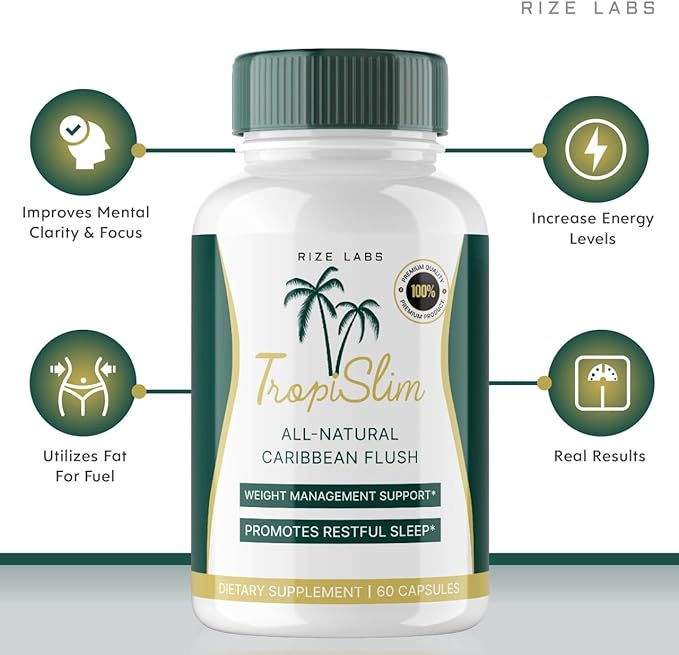 (Official 5 Pack) Tropislim, Tropislim All Natural Caribbean Flush, Weight Loss Supplement, Tropislim Slimming Capsules for Women, Healthy Lifestyle + Leaner Physique, Tropical Reviews (300 Capsules)