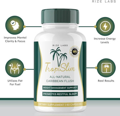 (Official 5 Pack) Tropislim, Tropislim All Natural Caribbean Flush, Weight Loss Supplement, Tropislim Slimming Capsules for Women, Healthy Lifestyle + Leaner Physique, Tropical Reviews (300 Capsules)