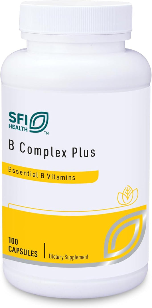 Klaire Labs B Complex Plus - High Potency B Vitamin Complex with B12 Methylcobalamin, B6 & Metafolin Folate - Energy, GI Tract & Brain Health Support - Hypoallergenic (100 Capsules)