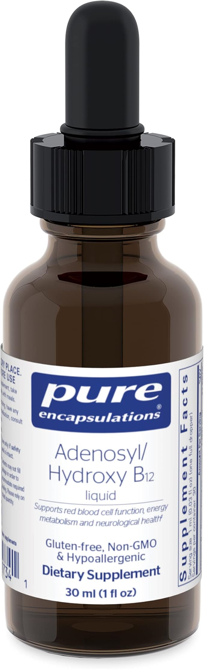 Pure Encapsulations Adenosyl/Hydroxy B12 Liquid 30 mL - Supports Energy Metabolism & Neurological Health* - for Brain Support* - Gluten Free - Vegan - 1 Fl Oz