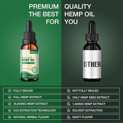 (3-Pack) High Potency Hemp Oil - 25,000 Maximum Strength - Natural Hemp Oil - C02 Extraction,Organic, Vegan, Non-GMO