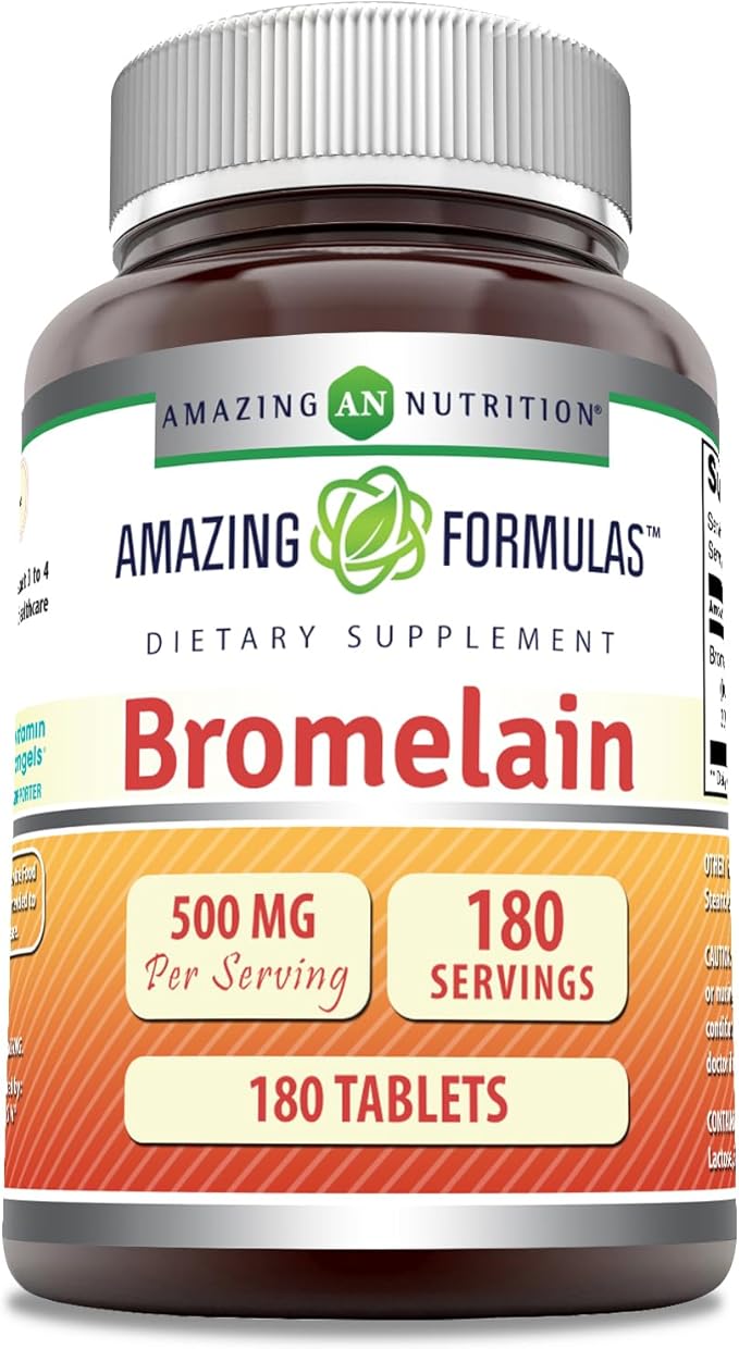 Amazing Formulas Bromelain Supplement | 500 Mg per Serving | 180 Tablets | Non-GMO | Gluten-Free | Made in USA