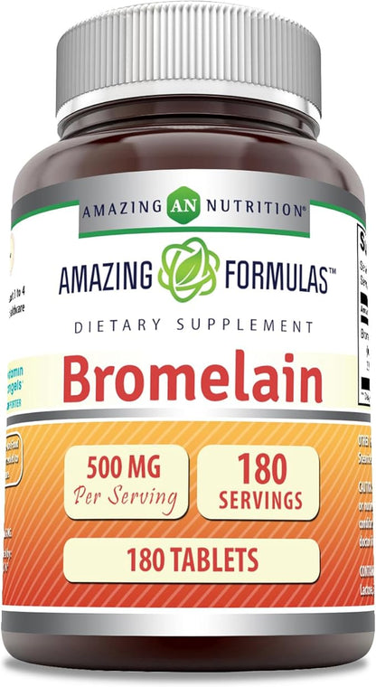 Amazing Formulas Bromelain Supplement | 500 Mg per Serving | 180 Tablets | Non-GMO | Gluten-Free | Made in USA