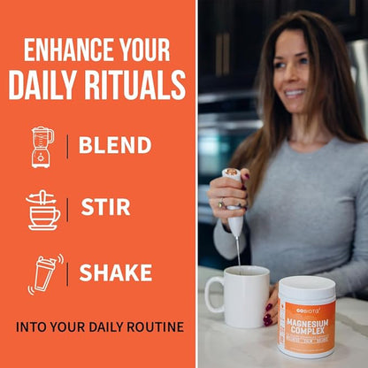 GoBiotix Magnesium Glycinate Powder – Cortisol Supplement for Women and Men – High Absorption Magnesium Complex Calm Supplement with Citrate, Malate – Sugar Free – 420 mg, 60 Servings, Peach Tea