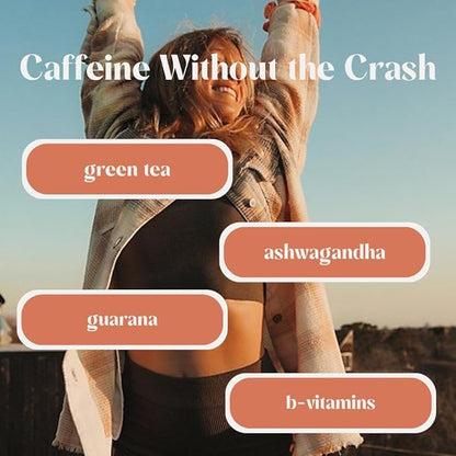 Rookie Wellness Wake - Natural Energy Drink Powder with 125 mg of Caffeine from Green Tea Extract, B-Complex Vitamins, Ashwagandha Extract, & Guarana Extract (30 Servings, Pomegranate Apple)