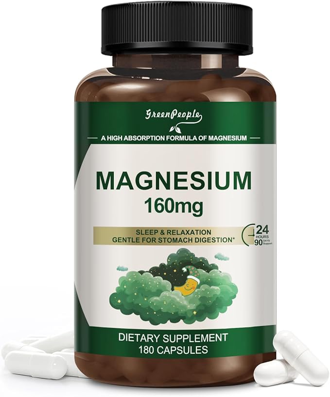 Magnesium Glycinate 800mg Chelated Supplement,160mg Magnesium Per Serving - 99% High Absorption - Supports for Muscle, Joint Health, Heart & Sleep - 180 Veggie Capsules
