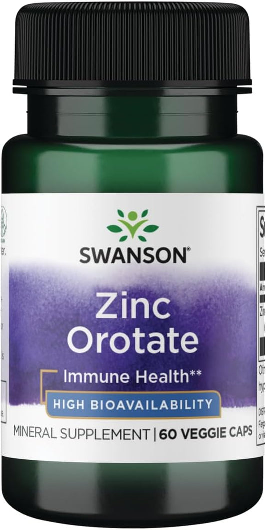 Swanson Zinc Orotate 10 Milligrams Elemental Zinc 60 Veg Capsules