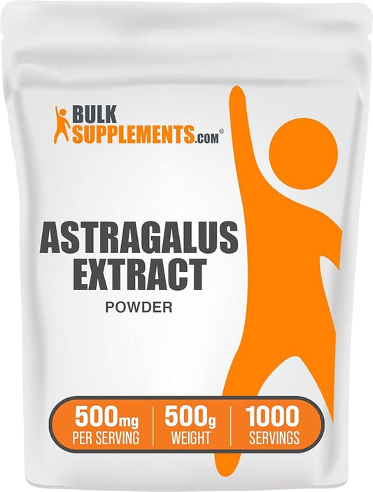BulkSupplements.com Astragalus Extract Powder - from Astragalus Root, Astragalus Supplement - Vegan & Gluten Free, Astragalus Powder - 500mg per Serving, 500g (1.1 lbs) (Pack of 1)